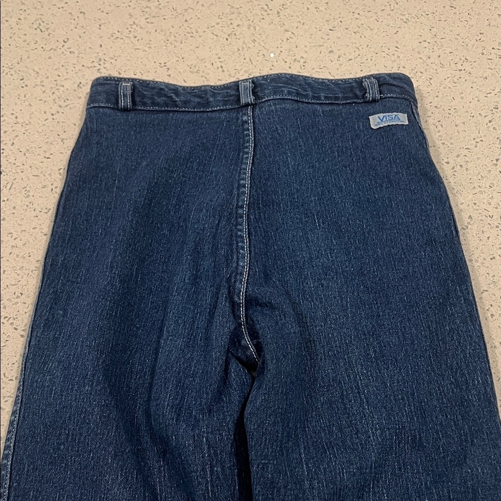 Vintage 1970s VISA Cotton Super High Rise Straight Leg Blue Denim Jeans Size 26 - Picture 8 of 12